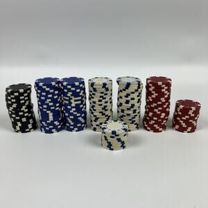 DA VINCI Lot of 169 Clay Composite Dice Striped Poker Chips Red White Blue Black